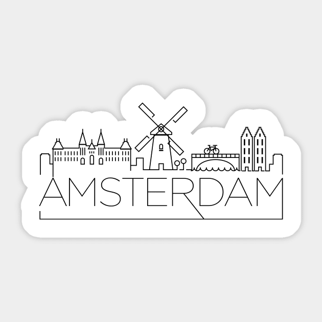 Amsterdam Minimal Skyline Sticker by kursatunsal